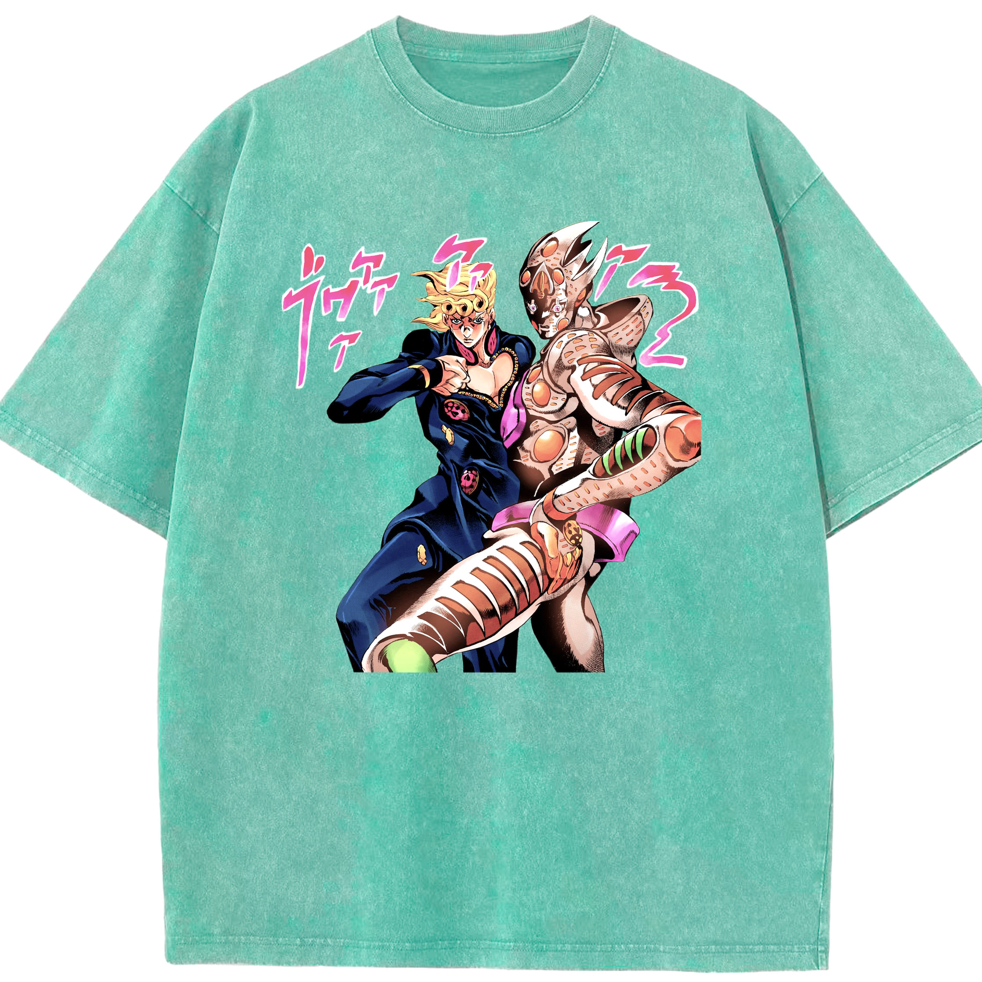 （画像用） ジョジョの奇妙な冒険 ジョルノ?ジョバァーナ JoJo's Bizarre Adventure Giorno Giovanna 綿100% ヴィンテージ風 半袖Tシャツ（フロントプリント）